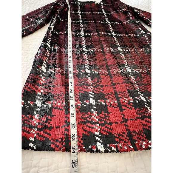 NEW TUCKERNUCK Sequin Pierre Dress Red Houndstooth Plaid Size Medium - Picture 11 of 11